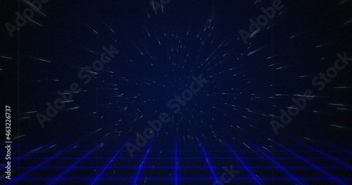 Retro Game over text glitching over blue and red triangles on white hyperspace effect 4k