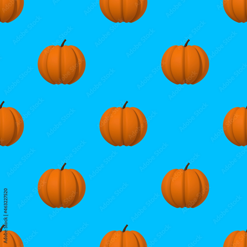 pattern of pumpkin images on a blue background. template for overlaying on the surface. Hellowing symbol. 3d rendering. 3d imag pattern of pumpkin images on a blue background. template for overlaying on the surface. Hellowing symbol. 3d rendering. 3d imag