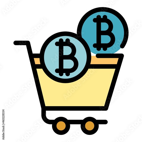 Cart cryptocurrency icon. Outline Cart cryptocurrency vector icon color flat isolated