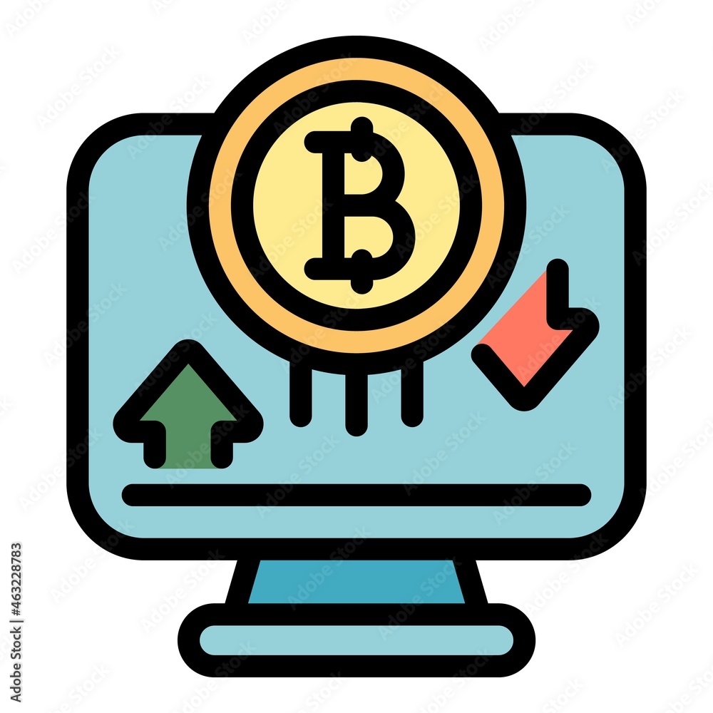 Blockchain monitor icon. Outline Blockchain monitor vector icon color flat isolated Blockchain monitor icon. Outline Blockchain monitor vector icon color flat isolated