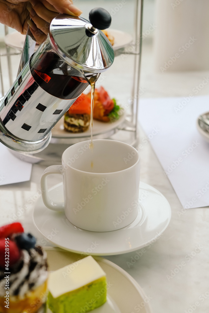 Obraz premium afternoon tea set with dessert