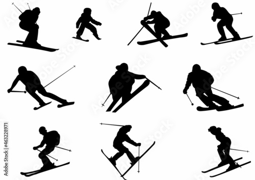 Set of Ski Vector Silhouettes