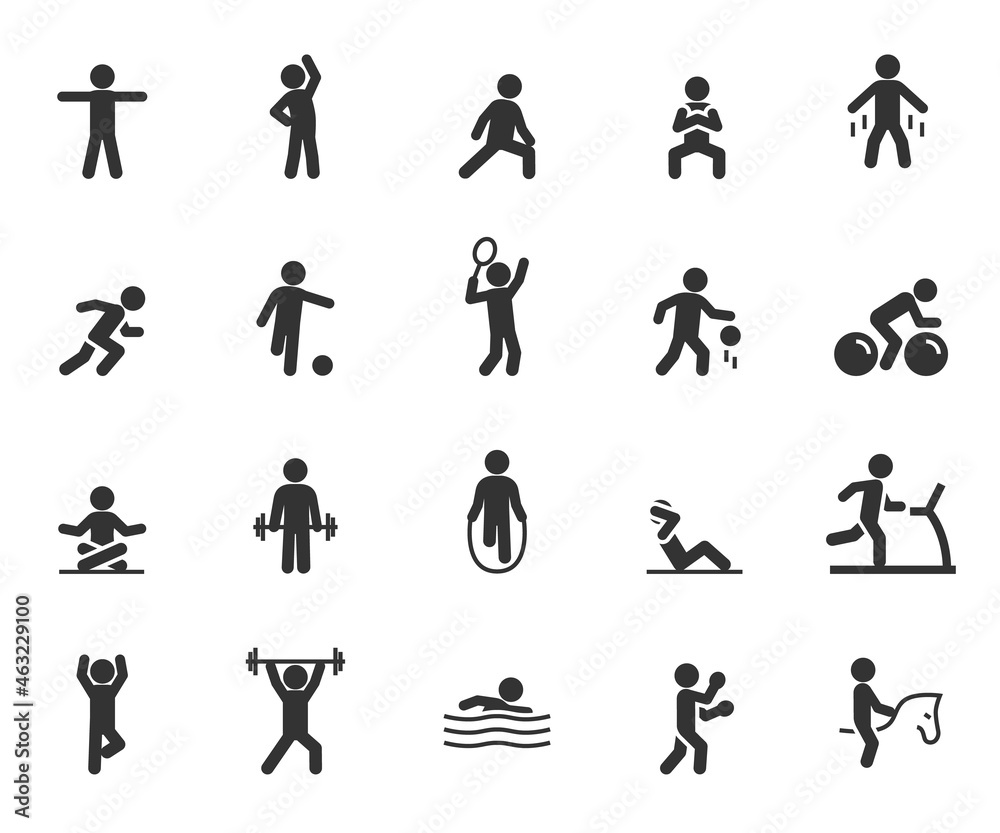Vector set of sport exercise flat icons. Pixel perfect. Vector set of sport exercise flat icons. Pixel perfect.