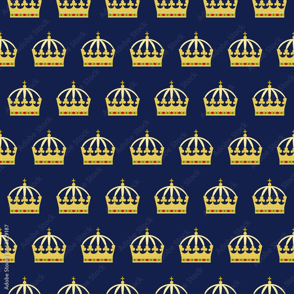 Seamless pattern royal crown blue