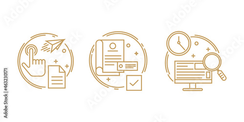 collection set of the future working issue symbols in a pictogram. linear simple illustration pack. vector drawing in minimalist outline.