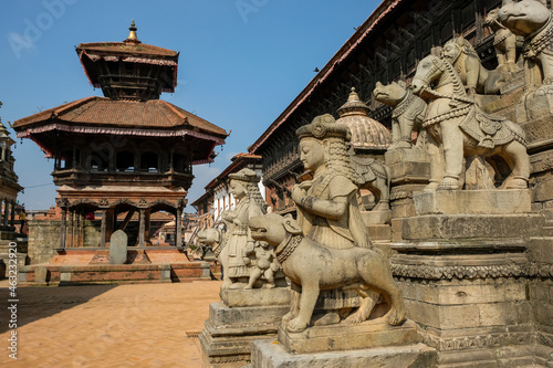Detail of the sculptures of the Siddhi Lakshmi Temple in Durbar Square in Bhaktapur, Khatmandu Valley in Nepal. photo