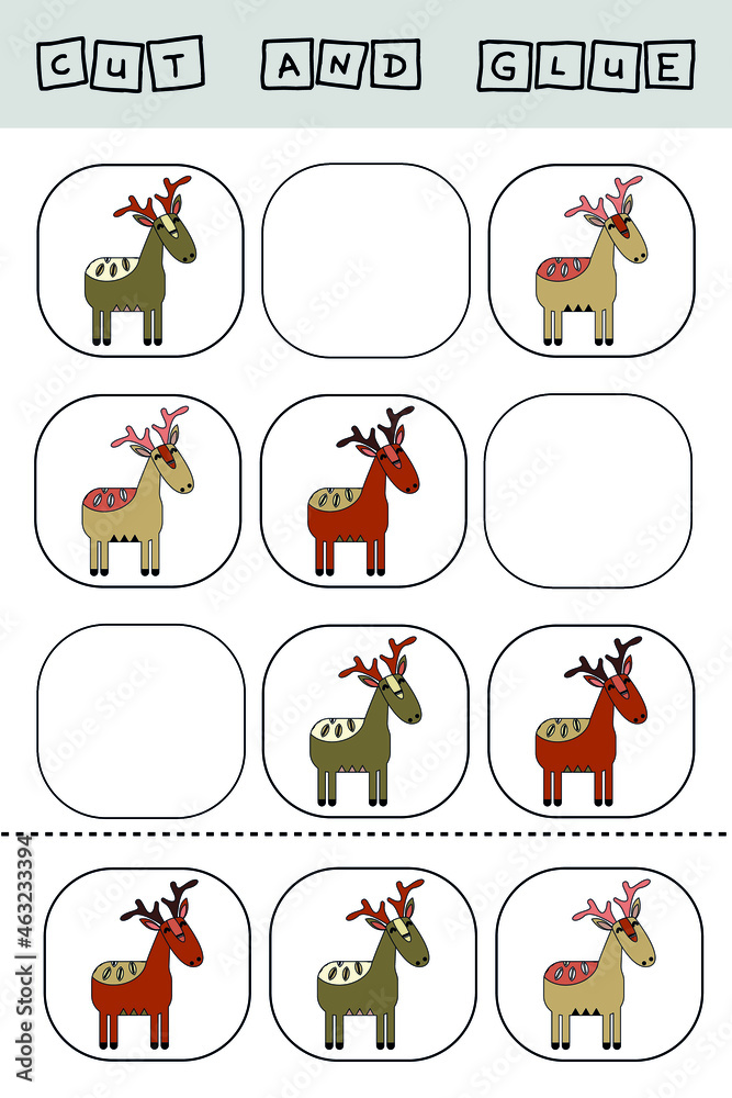 Sudoku for kids with funny forest animals deer. Children's puzzles ...