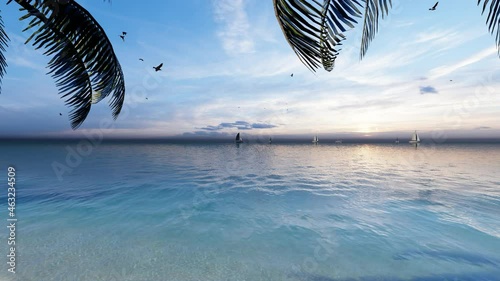 4K Ultra Hd 3840x2160. Relax on an empty sea beach. Travel to the paradise sea beach. Tropical sea beach loop video, copy space.