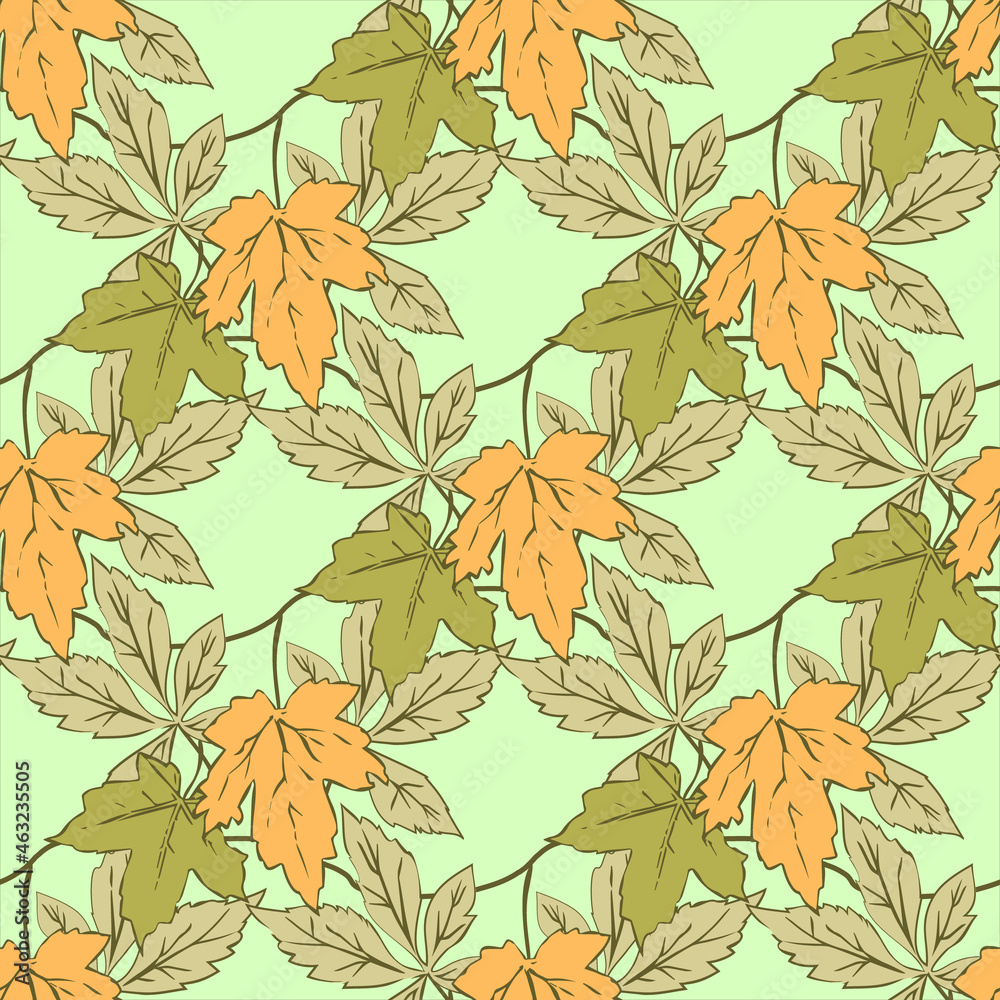 Vector - autumn leaves seamless pattern.