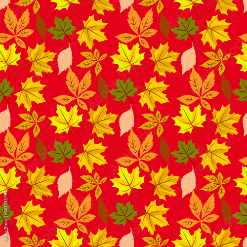 Vector - autumn leaves seamless pattern.