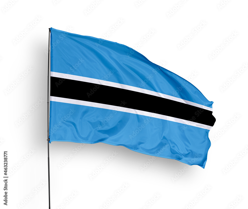 Botswana flag isolated on white background. close up waving flag of ...