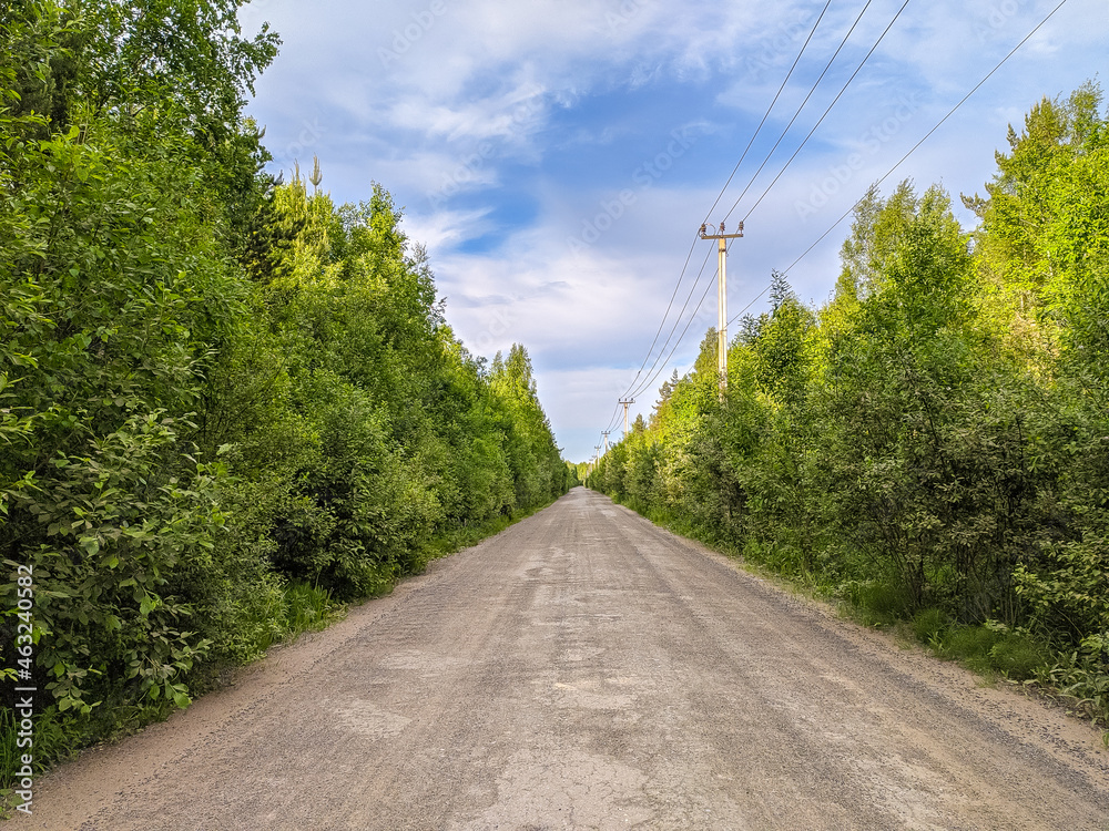 Beautiful gravel road in Saint-Petersburg suburbs.