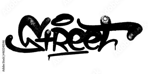 Vector illustration Black graffiti tag lettering aerosol can spray paint