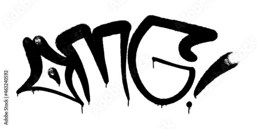 Vector illustration Black graffiti tag lettering aerosol can spray paint