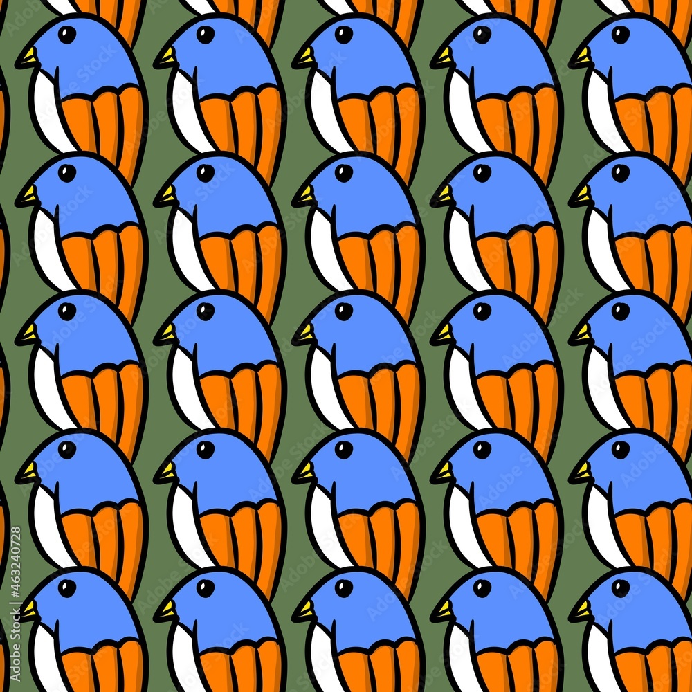 seamless pattern of cute bird cartoon