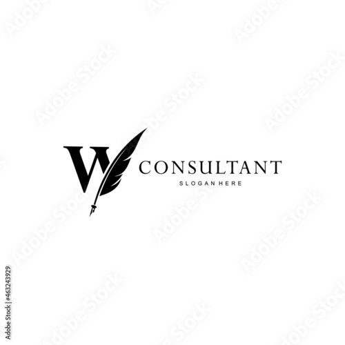 letter w  logo and quill
.combination of letter w and vector quill .perfect for logos of legal consultants, lawyers, and more
