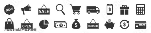 Online shopping icon, set. Online purchase, web vector icons.