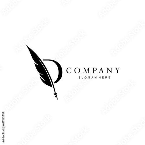 letter D logo and quill
.combination of letter D and vector quill .perfect for logos of legal consultants, lawyers, and more
