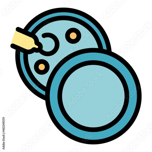 Test petri dish icon. Outline test petri dish vector icon color flat isolated