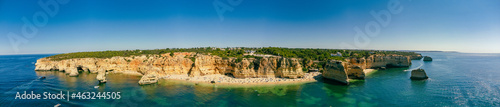 Aerial views of Praia da Marinha and Malhada do Baraco - beaches in Algarve, Portugal