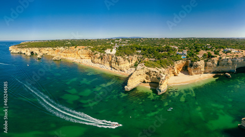Aerial views of Praia da Marinha and Malhada do Baraco - beaches in Algarve, Portugal