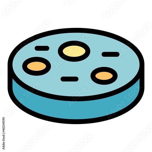 Research petri dish icon. Outline research petri dish vector icon color flat isolated