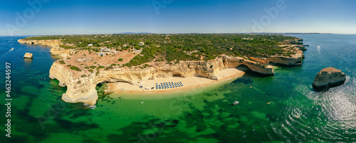 Aerial views of Praia da Marinha and Malhada do Baraco - beaches in Algarve, Portugal photo