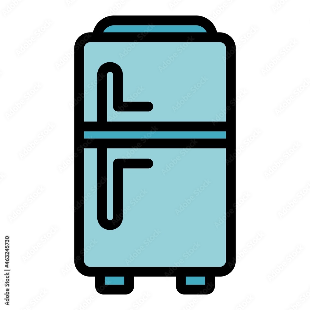 Kitchen fridge icon. Outline kitchen fridge vector icon color flat isolated Kitchen fridge icon. Outline kitchen fridge vector icon color flat isolated