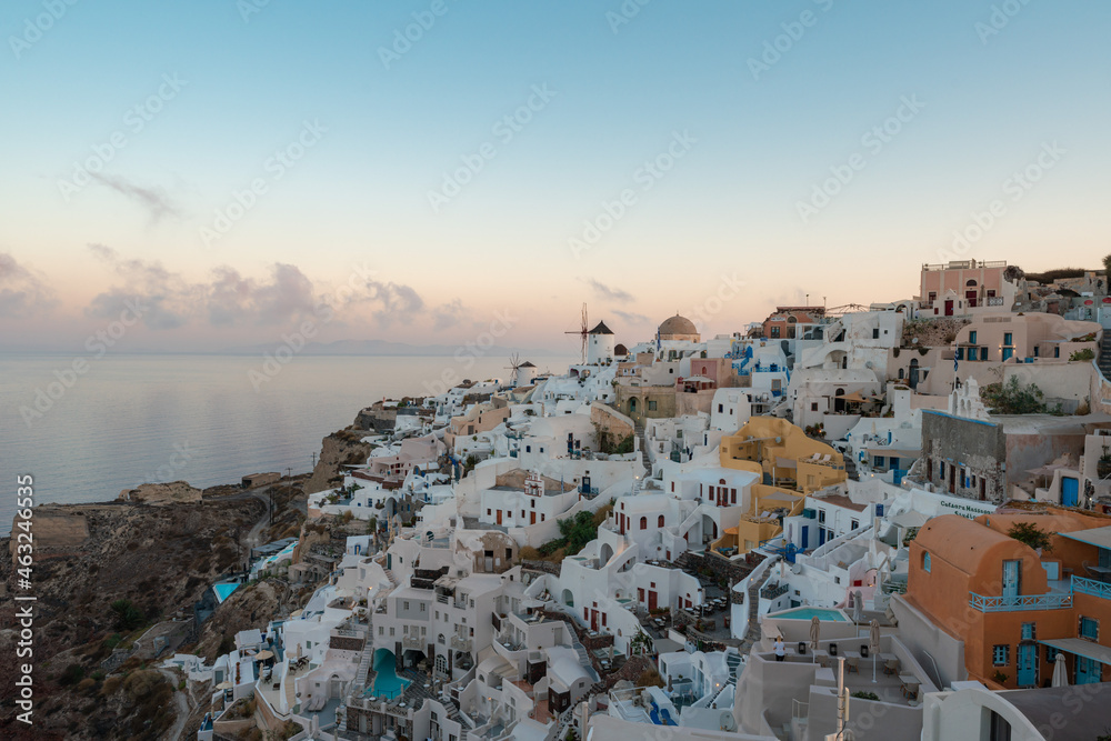 Fototapeta premium Sunrise landscapes of the village Oia in Santorini Island in Greece