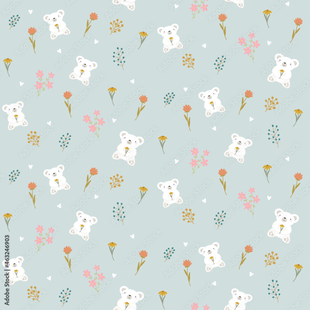 Baby bear floral pattern design Baby bear floral pattern design
