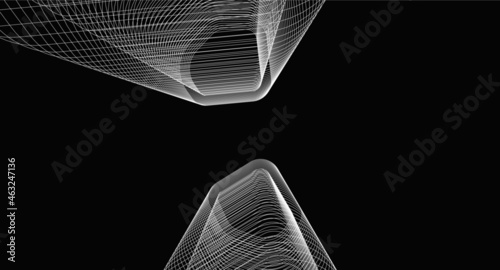 modern architecture digital 3d drawing