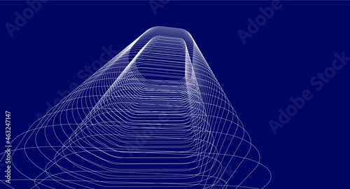 modern architecture digital 3d drawing