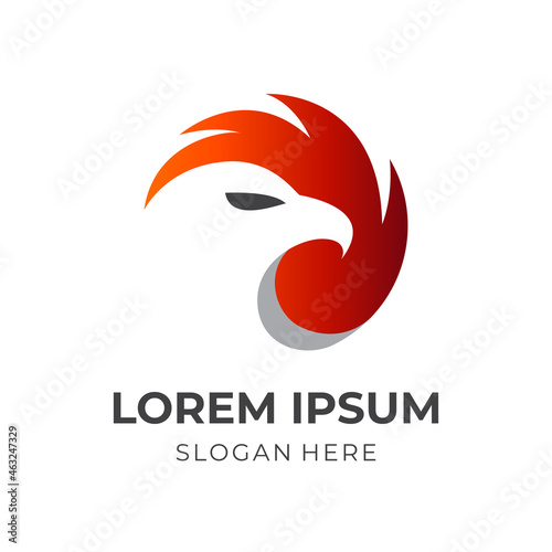 modern eagle logo design template concept vector with flat orange and silver color style