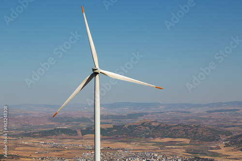 Принти на полотні Renewable energy wind turbine placed on the high windward point of the mountain