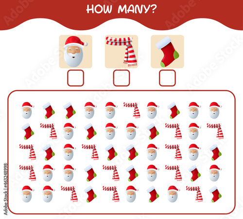 How many cartoon christmas. Counting game. Educational game for pre shool years kids and toddlers
