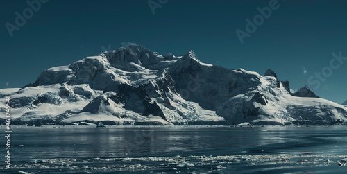 Lemaire strait coast  mountains and icebergs  Antartica