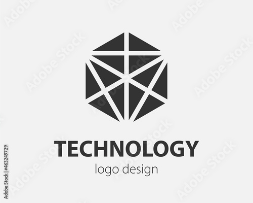 Trend logo vector hexagon tech design. Technology logotype for smart system, network application, crypto icon.