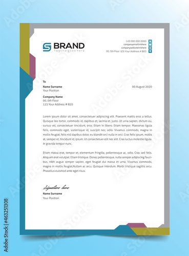 cyan letterhead modern abstract colorful letterhead design with clean design