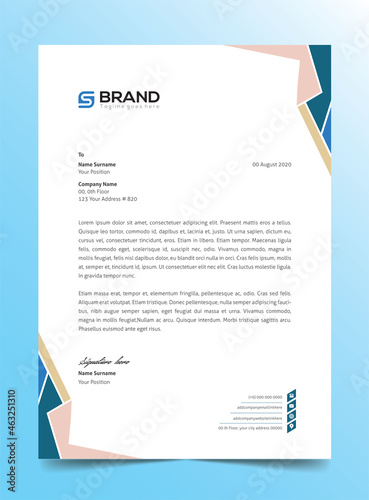 cyan letterhead modern abstract colorful letterhead design with clean design