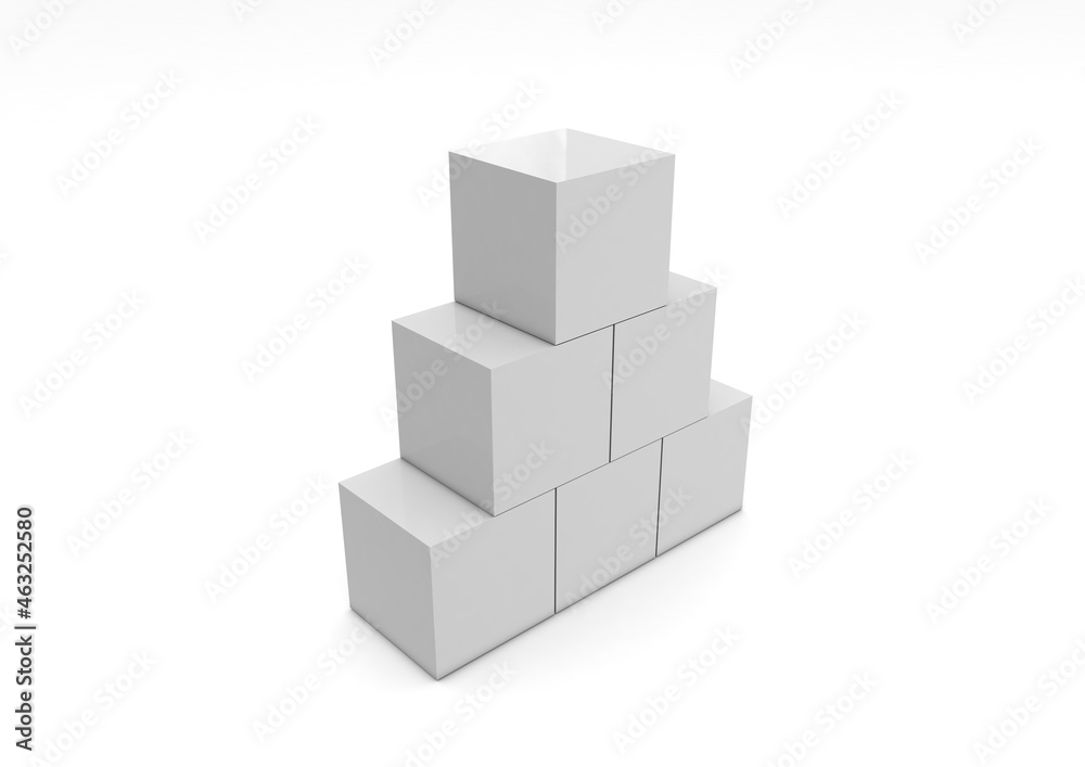 3D illustration of a blank Cubes Display or Totem for action at the point of sale 3D illustration of a blank Cubes Display or Totem for action at the point of sale