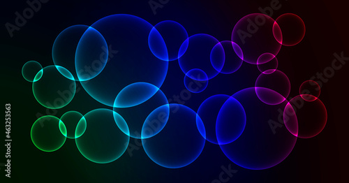 Abstract vector dark background with multicolored bubbles