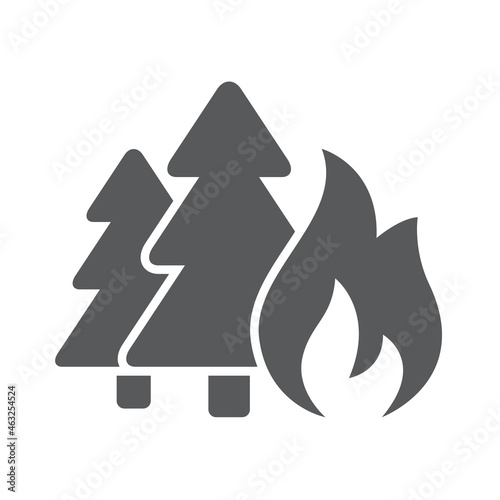 forest fire silhouette vector icon isolated on white background. forest fire icon for web, mobile apps, ui design and print polygraphy
