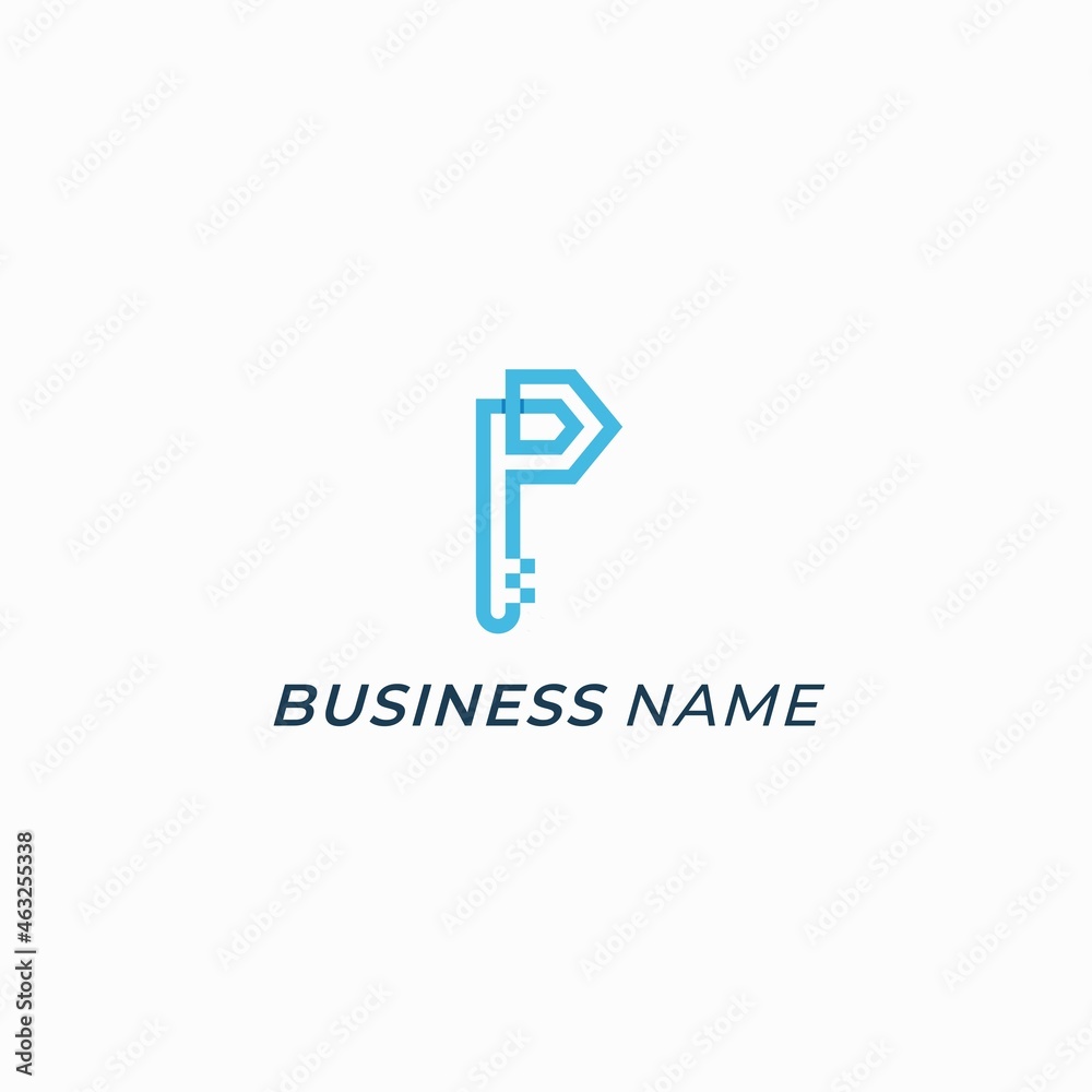 logo design home key and letter P