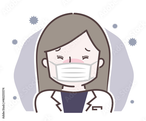 体調不良の白衣の女性