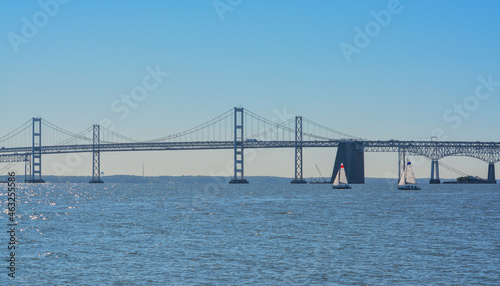 View of Chesapeake Bay Bridge from Sandy Point State Park in Annapolis, Maryland photo