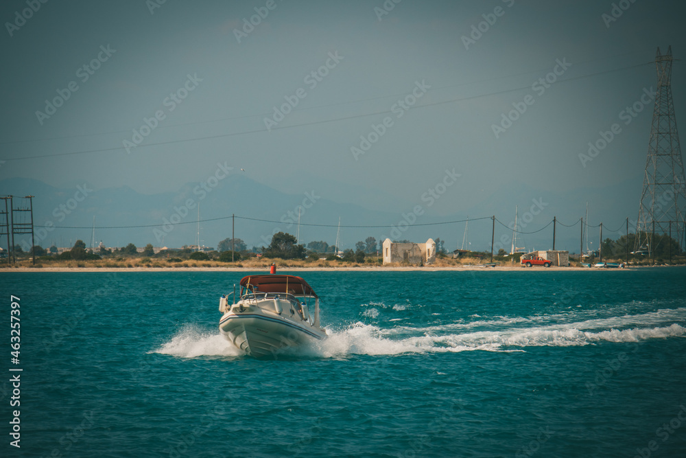Fototapeta premium Travel around Greece yachts in Ionic Sea