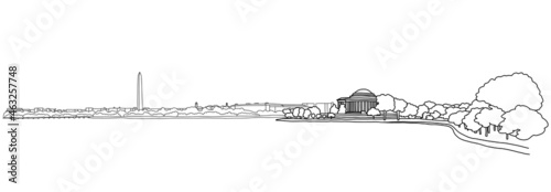 thomas jefferson memorial outline doodle drawing on white background. photo