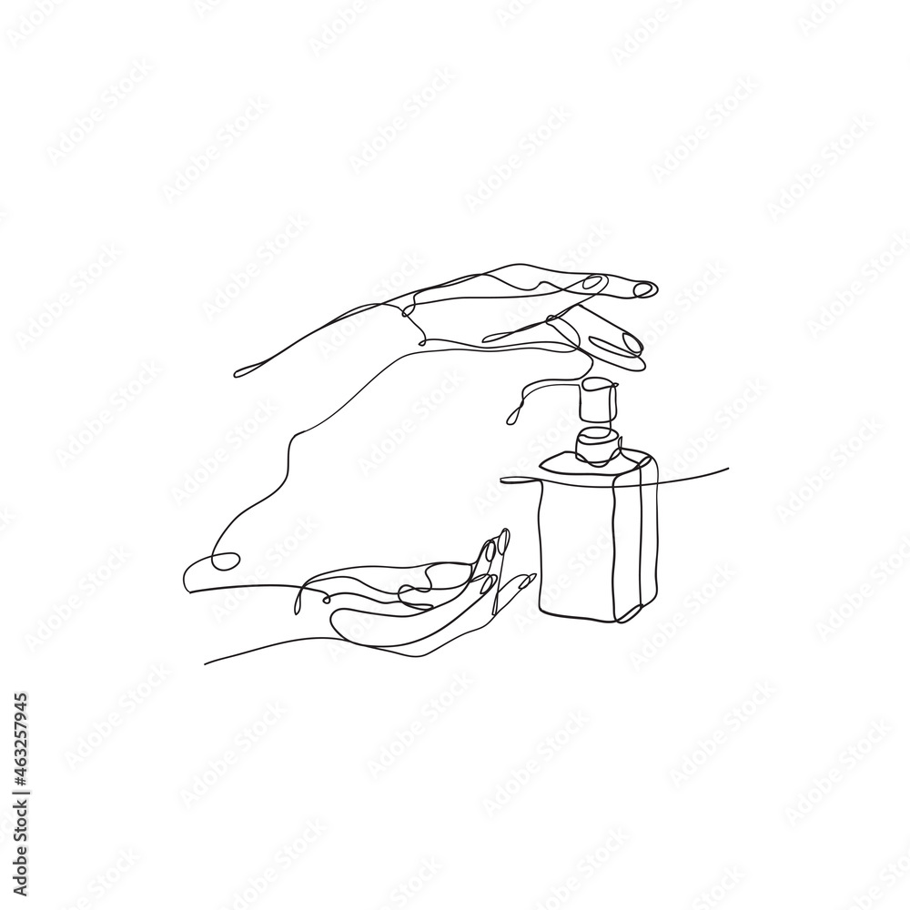 Obraz premium soap bottle pump illustration in continuous line drawing style