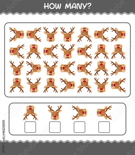 How many cartoon reindeer. Counting game. Educational game for pre shool years kids and toddlers