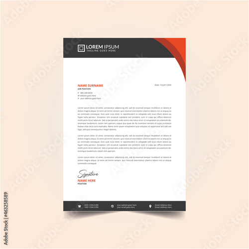 Abstract Letterhead Design Modern Business Letterhead Design Template vector a4 size